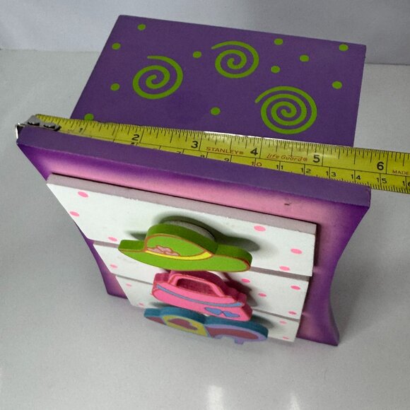 Novelty Girl Jewelry Trinket Box 3 Drawers Multicoloured Whimsical Wood 8 inches - Picture 9 of 9